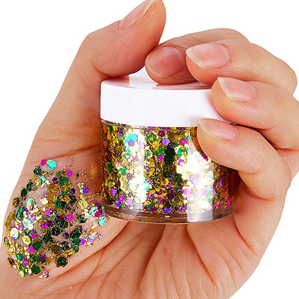 Paminify Carnival outfit inspiration with chunky and fine glitter mix.