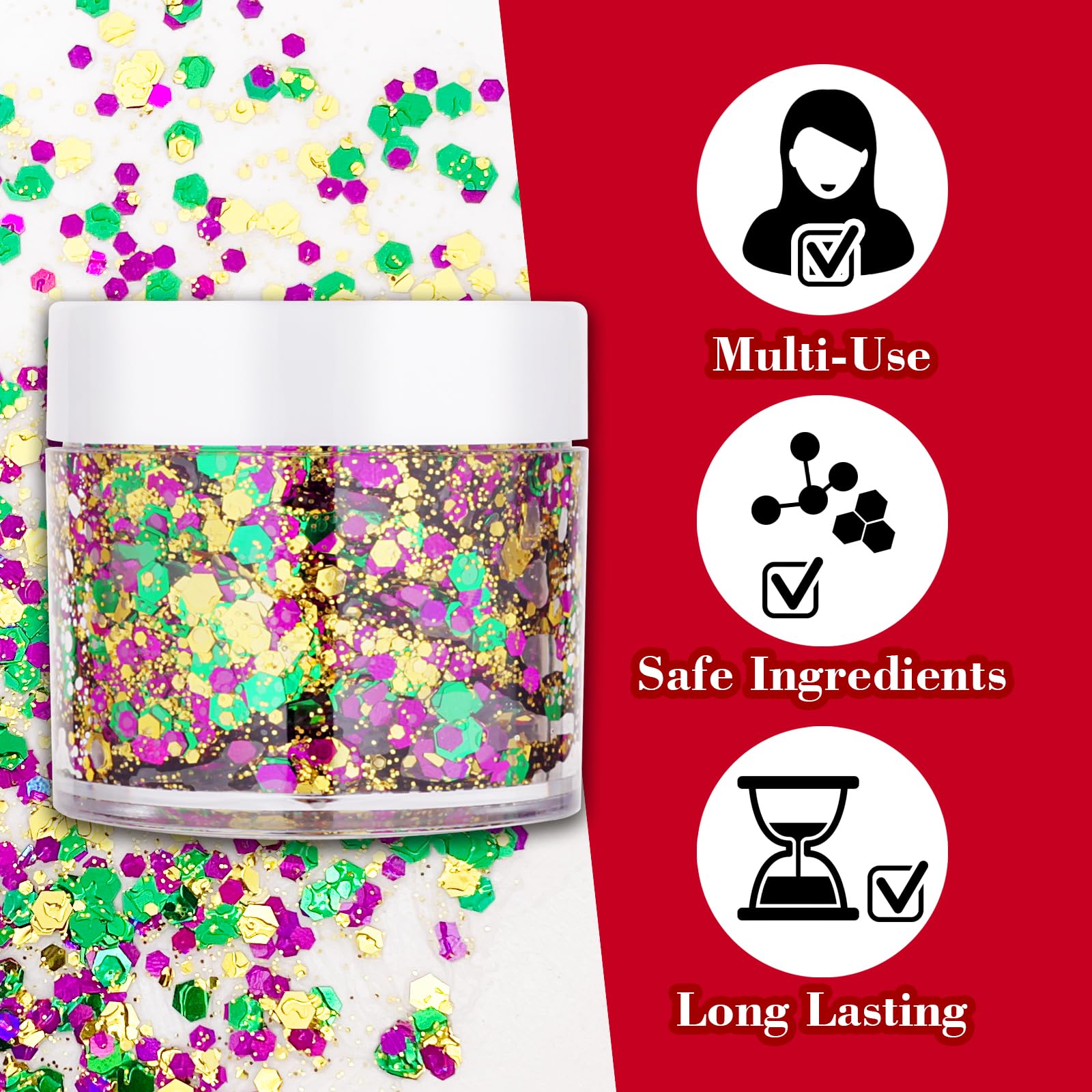 Paminify glitter hair application adds sparkling color to party hairstyles.