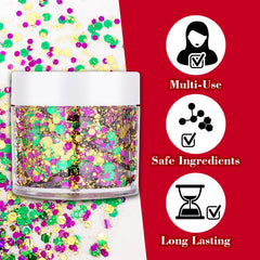 Paminify glitter hair application adds sparkling color to party hairstyles.
