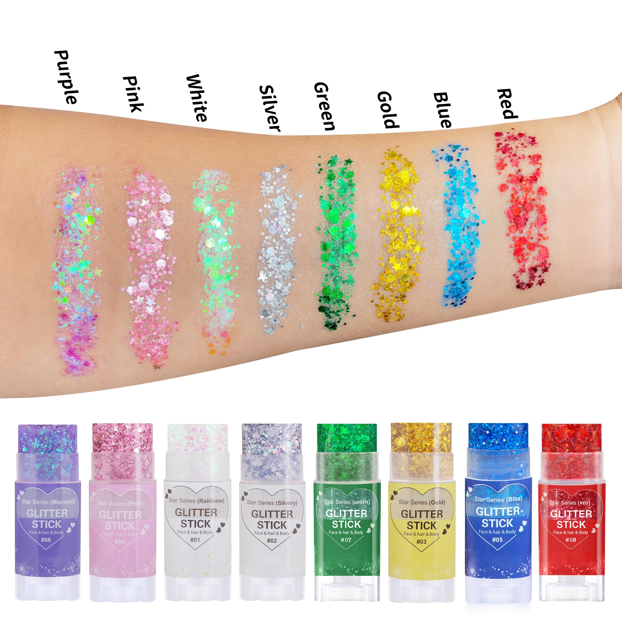 Paminify Mardi Gras glitter look adds vibrant color and glow.