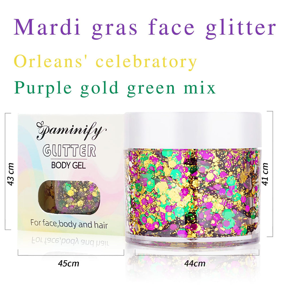 Paminify safe, non-irritating glitter gel suitable for sensitive skin.