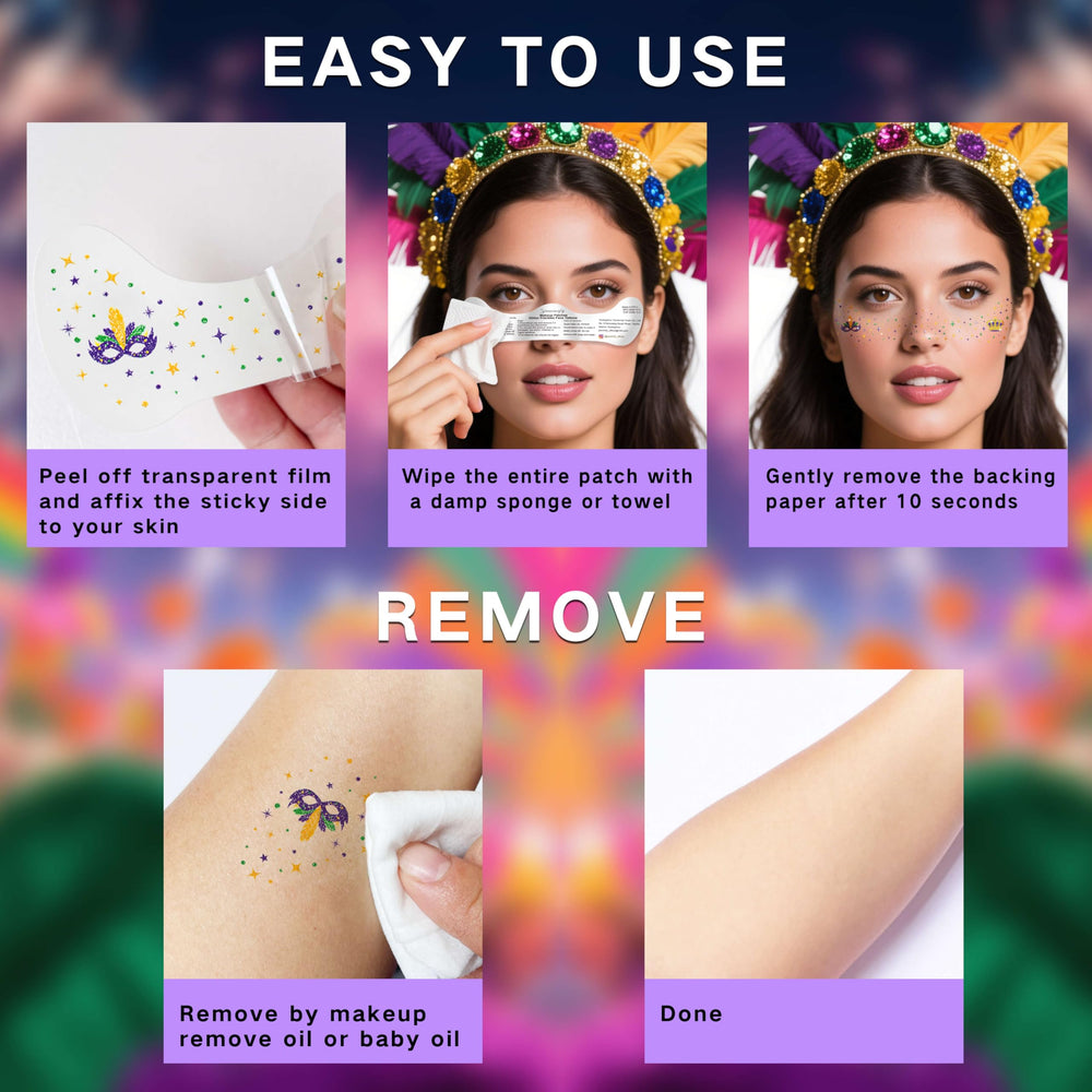 Paminify parade glitter tattoos green gold purple 4 adds eye-catching sparkle for events