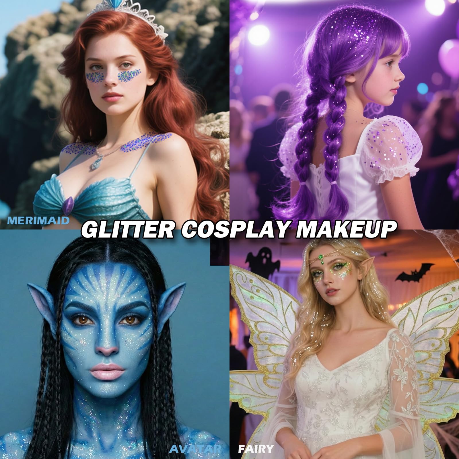 Paminify rave glitter stick enhances hair and arms with twinkling shapes.