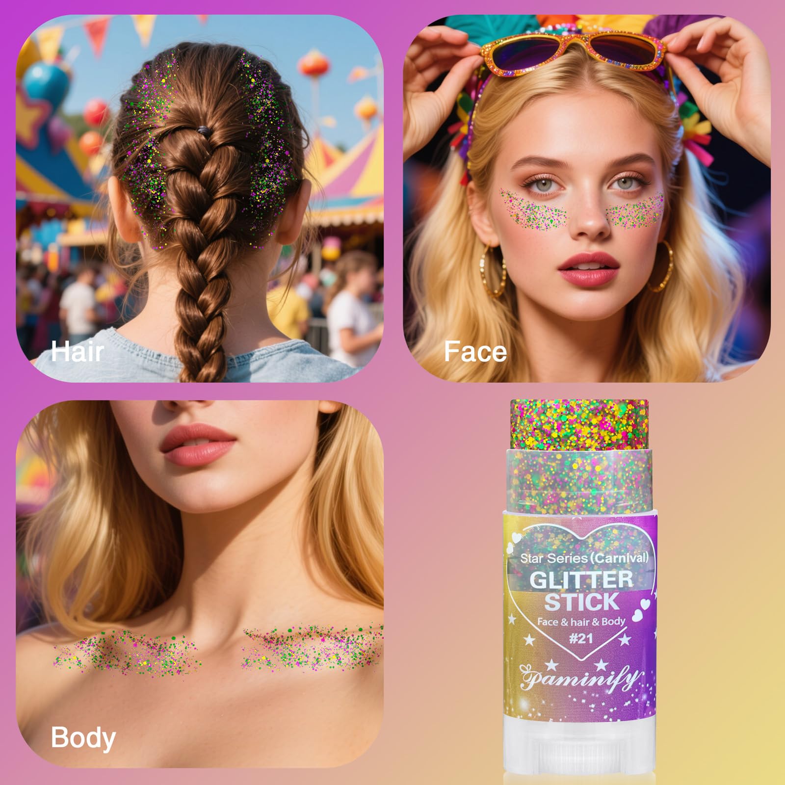 Paminify waterproof glitter stays put through rain or shine.