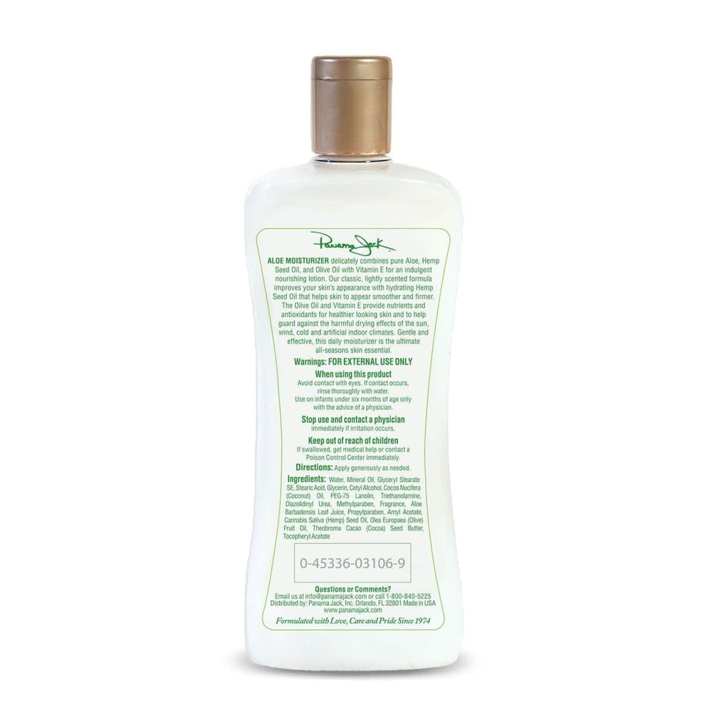Panama Jack Aloe Moisturizer with olive oil and vitamin E.