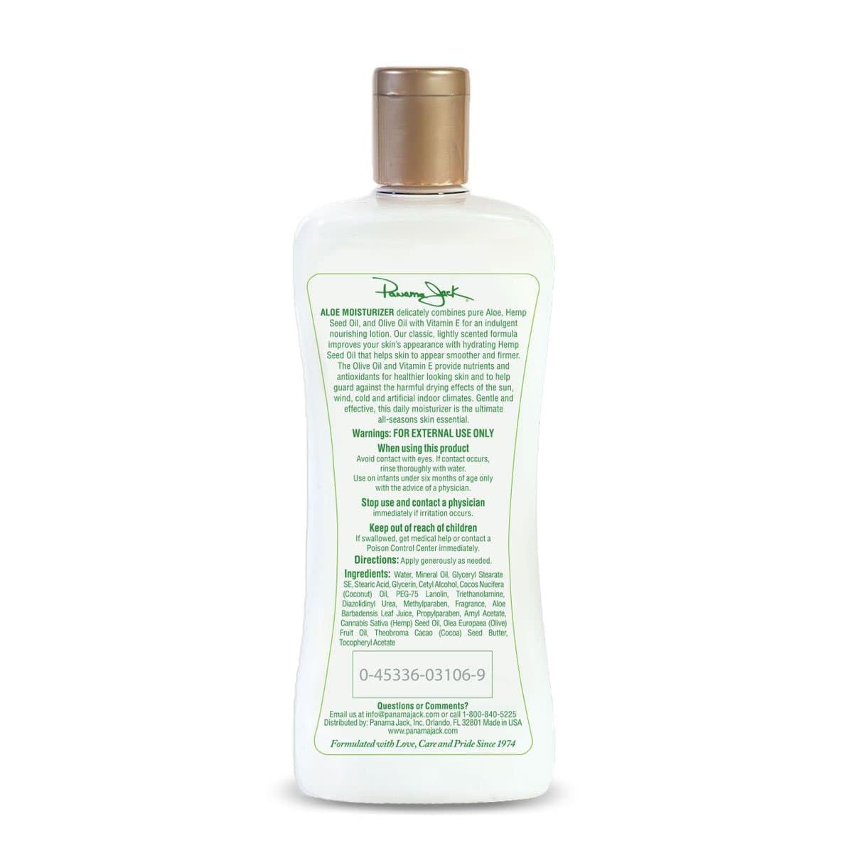 Panama Jack Aloe Moisturizer enriched with Vitamin E provides gentle protection