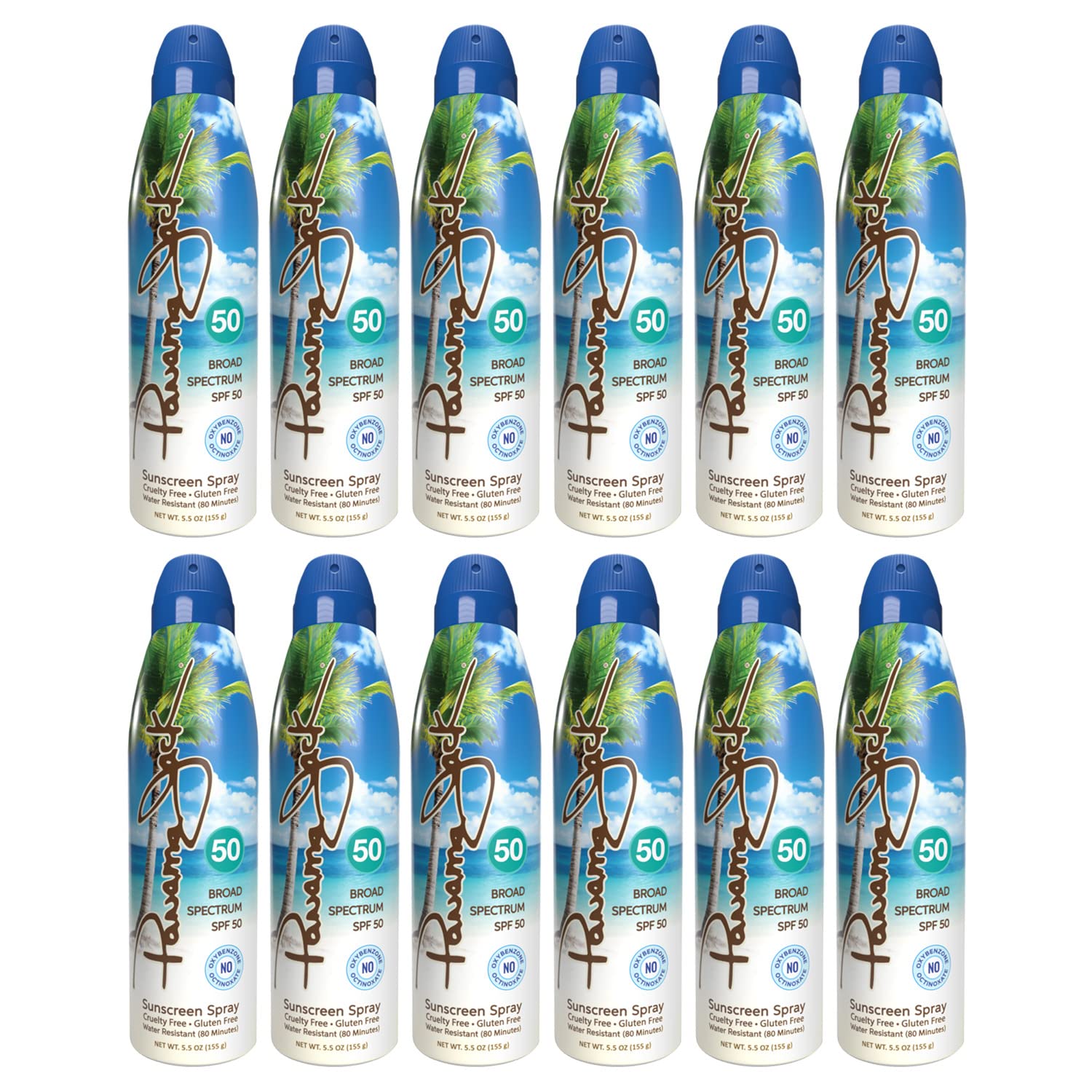 Panama Jack Continuous Spray Sunscreen SPF 50 bottle front view for quick protection