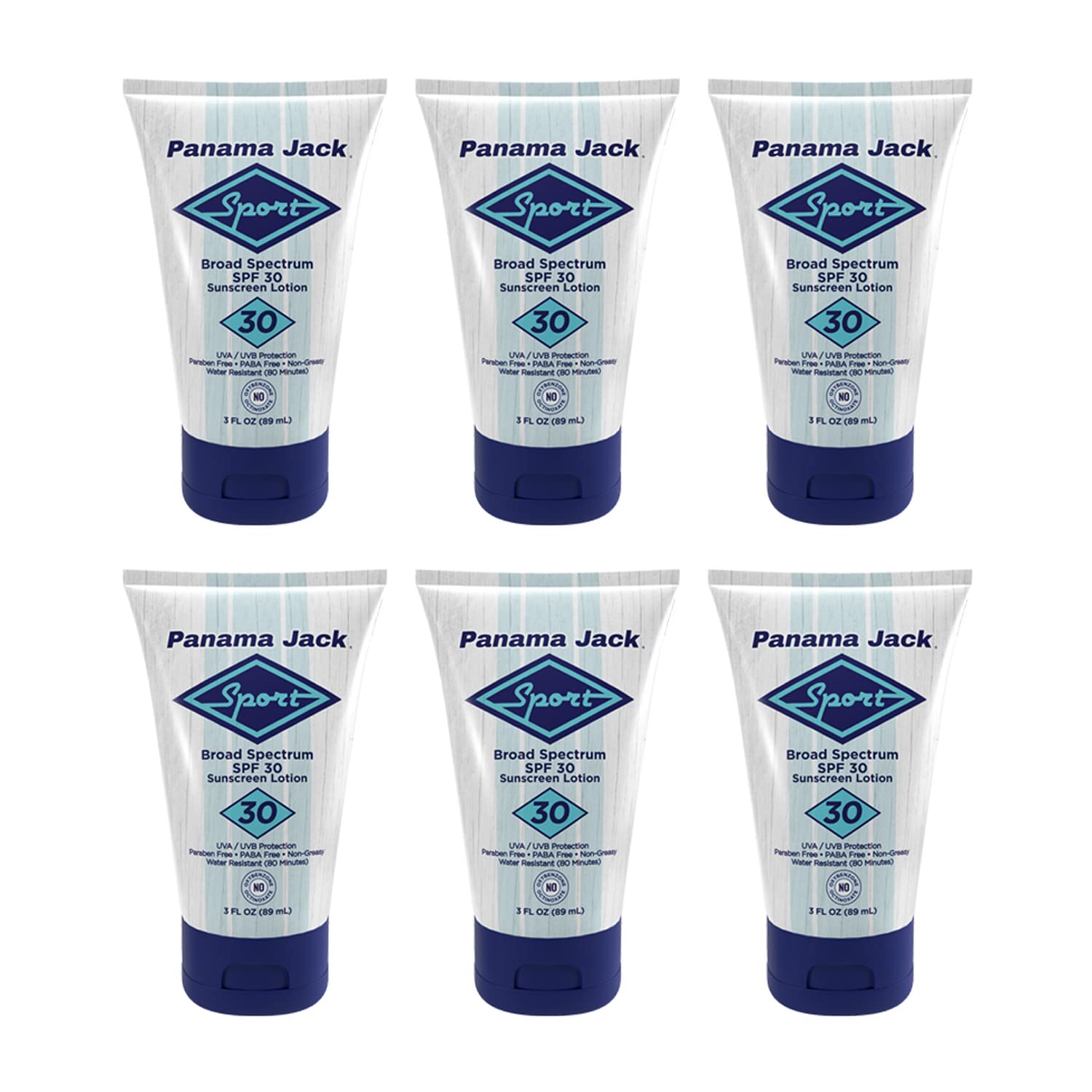 Panama Jack sunscreen bottle front view showing SPF 30 non-greasy protection for outdoor activity