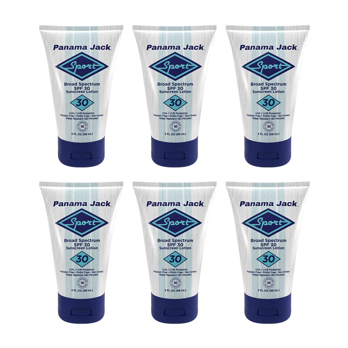 Panama Jack sunscreen bottle front view showing SPF 30 non-greasy protection for outdoor activity