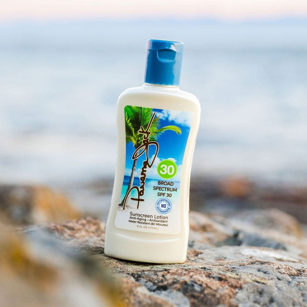 Cruelty-free logo displayed on Panama Jack sunscreen packaging