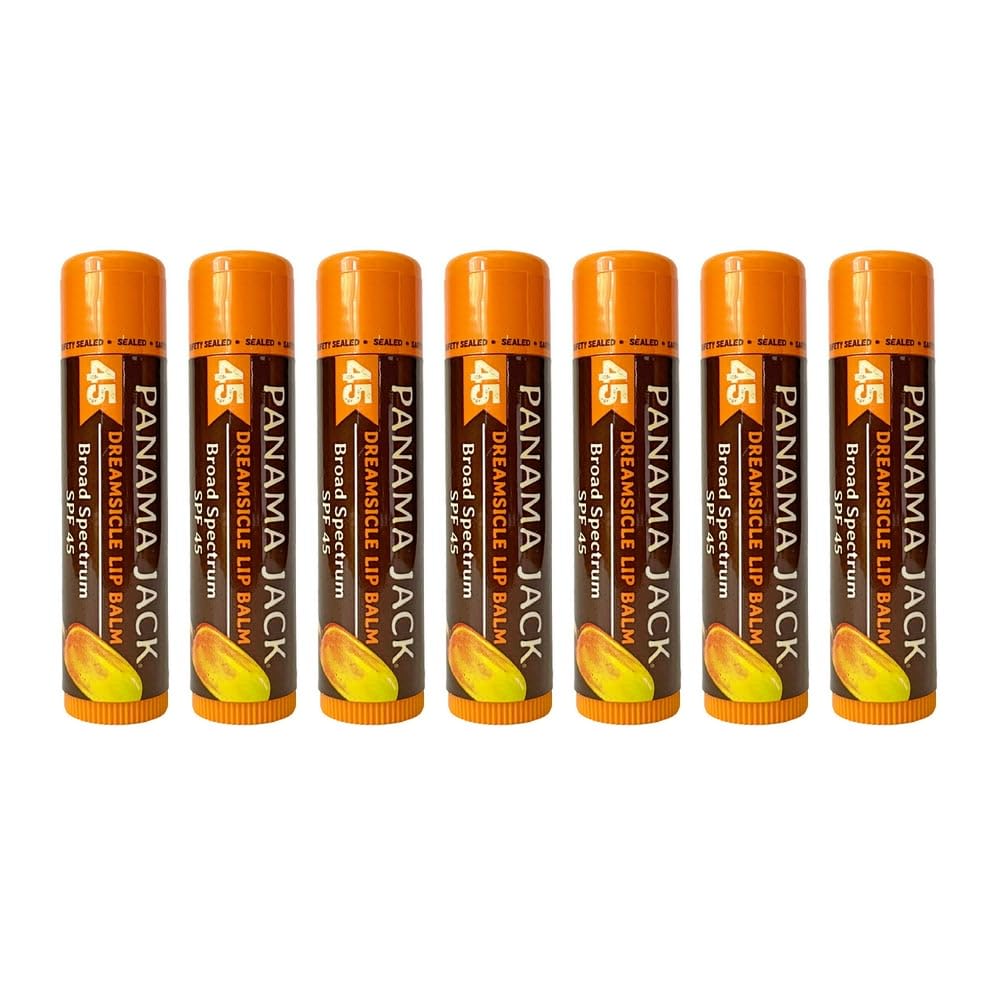 Panama Jack Sunscreen Lip Balm Dreamsicle on lips, smooth protection outdoors