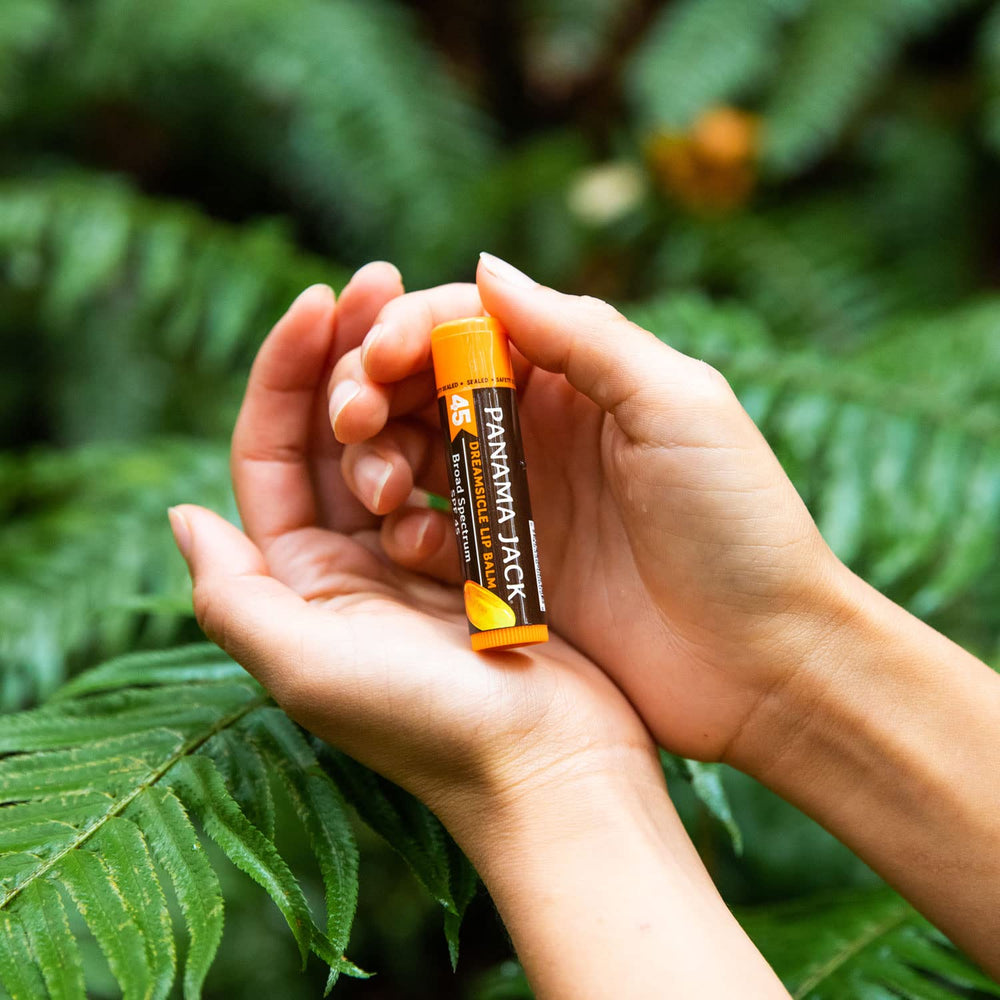 Panama Jack SPF 45 label on tube ready for beach days.