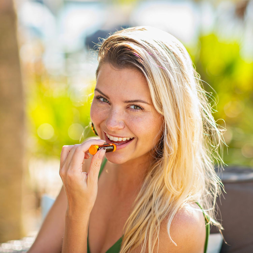 Panama Jack Sunscreen Lip Balm Tropical—refreshing flavor for outdoor lip care.