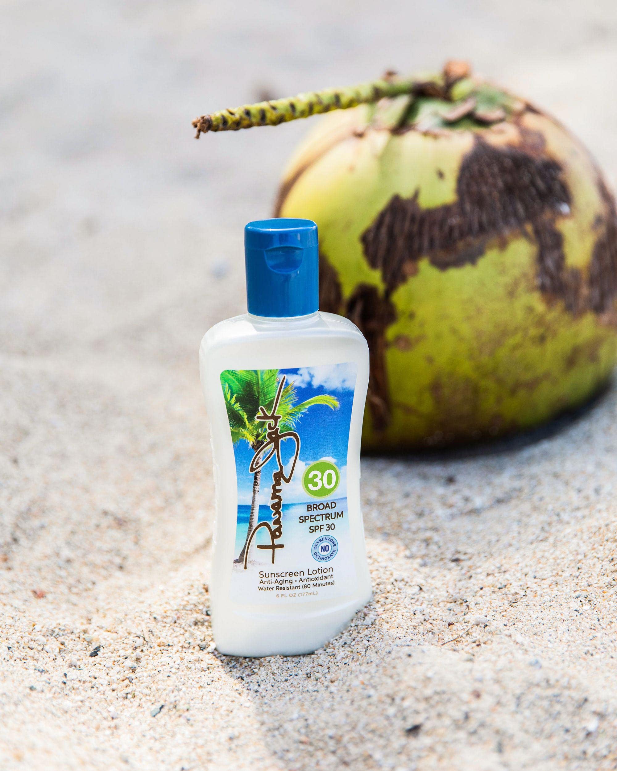 Panama Jack Sunscreen Lotion SPF 30 hand-application demonstrates easy rubbing in