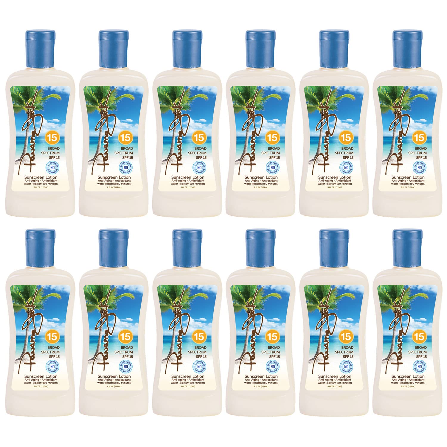 Panama Jack Sunscreen SPF 15 bottle front with broad protection.