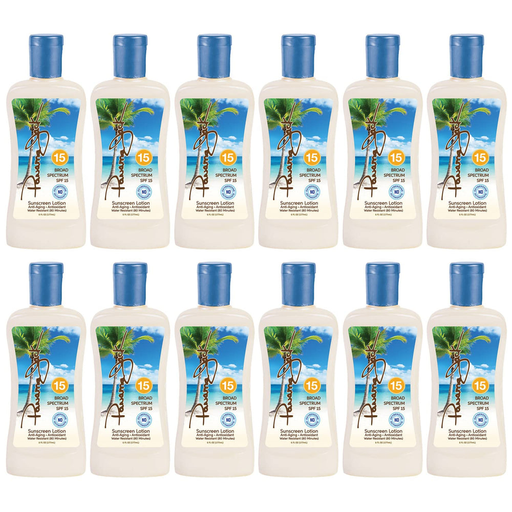 Panama Jack Sunscreen SPF 15 bottle front with broad protection.