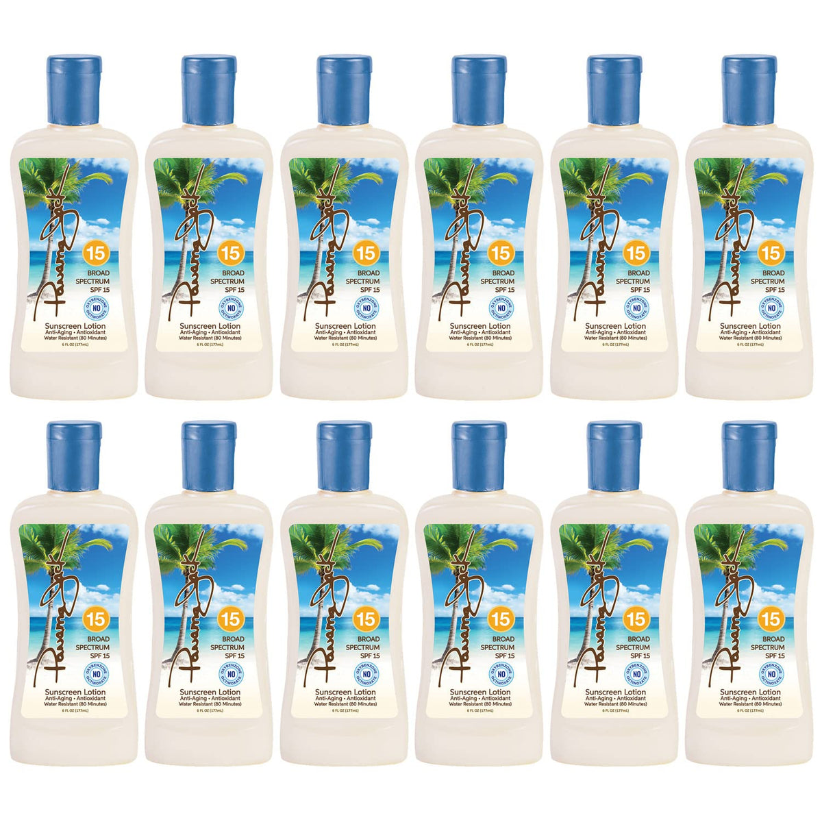 Panama Jack Sunscreen SPF 15 bottle front with broad protection.