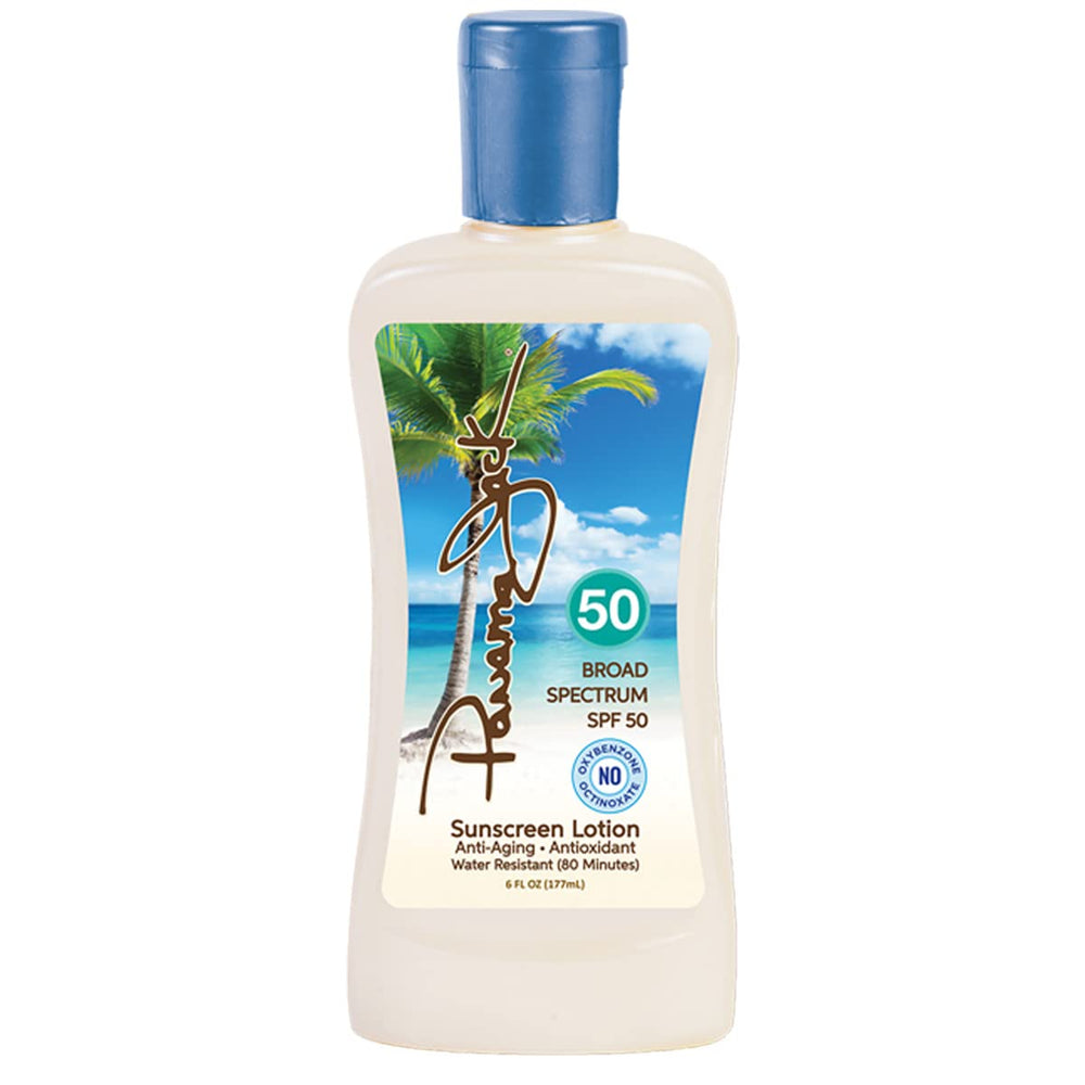 Panama Jack SPF 50 bottle close-up with label details