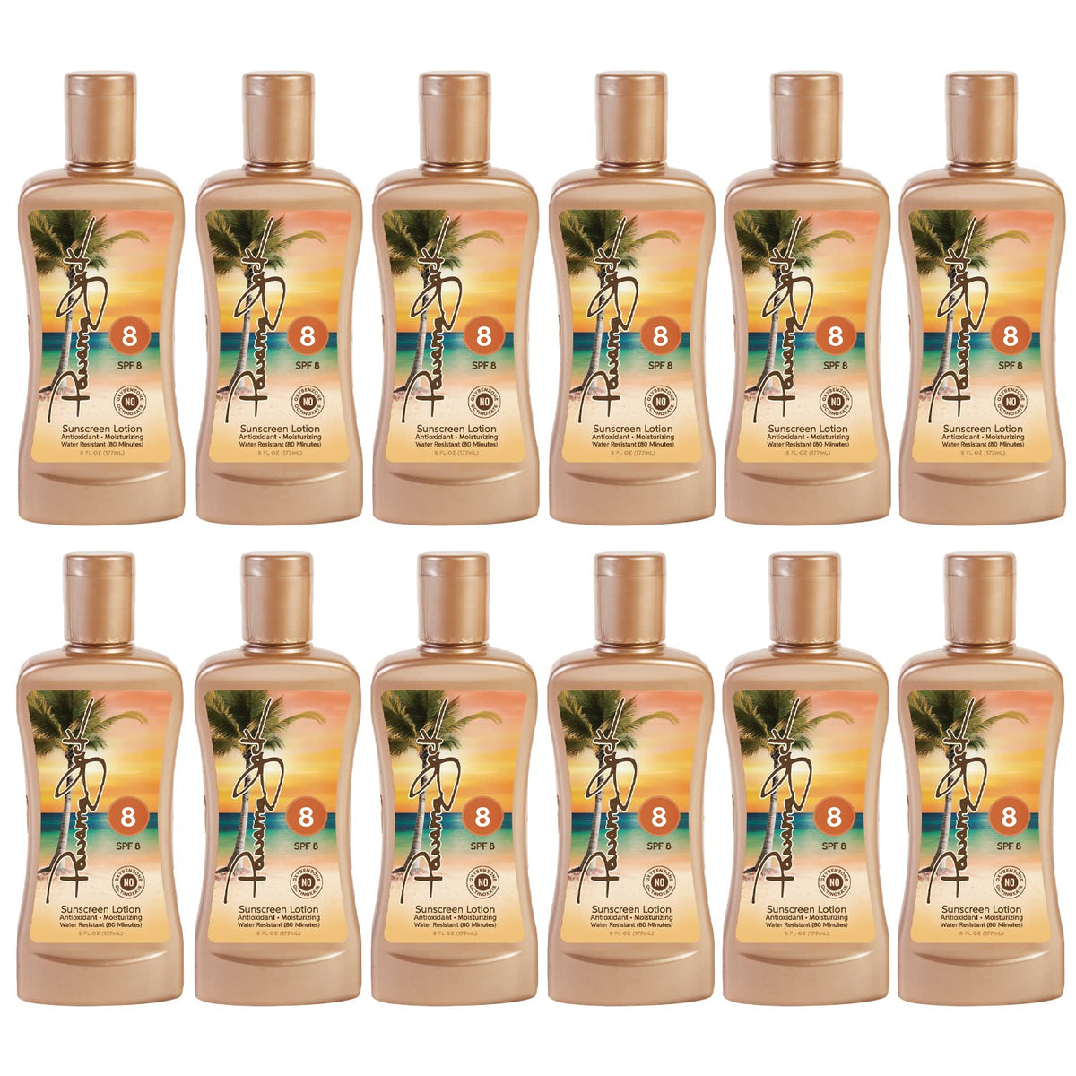Panama Jack sunscreen tanning lotion SPF 8 bottle designed for easy beach reapplication