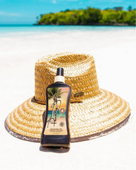 Panama Jack Sunscreen Tanning Oil texture swatch showing light, non-greasy feel.