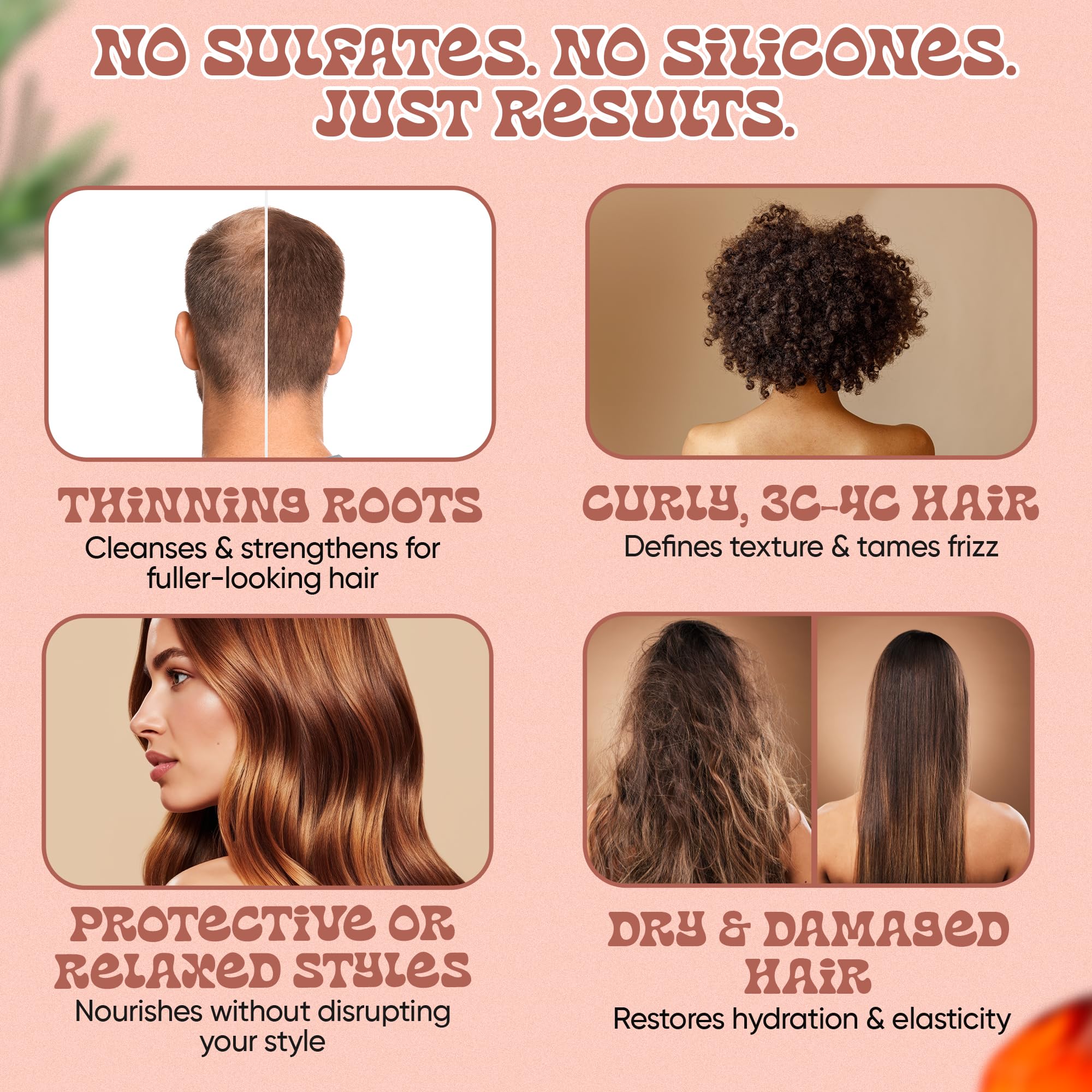 Panda's Promise conditioner smoothing closeup—frizz control for defined, hydrated strands.