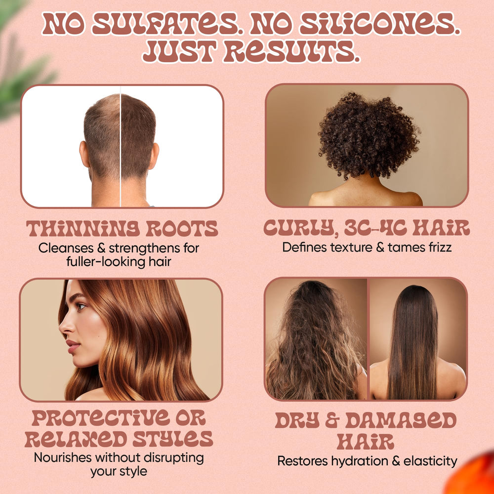 Panda's Promise conditioner smoothing closeup—frizz control for defined, hydrated strands.