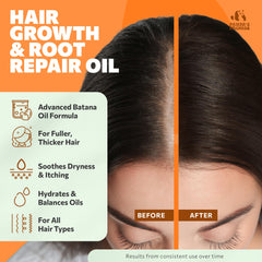 Batana oil with rosemary infusion visible through the bottle, supports balanced scalp.