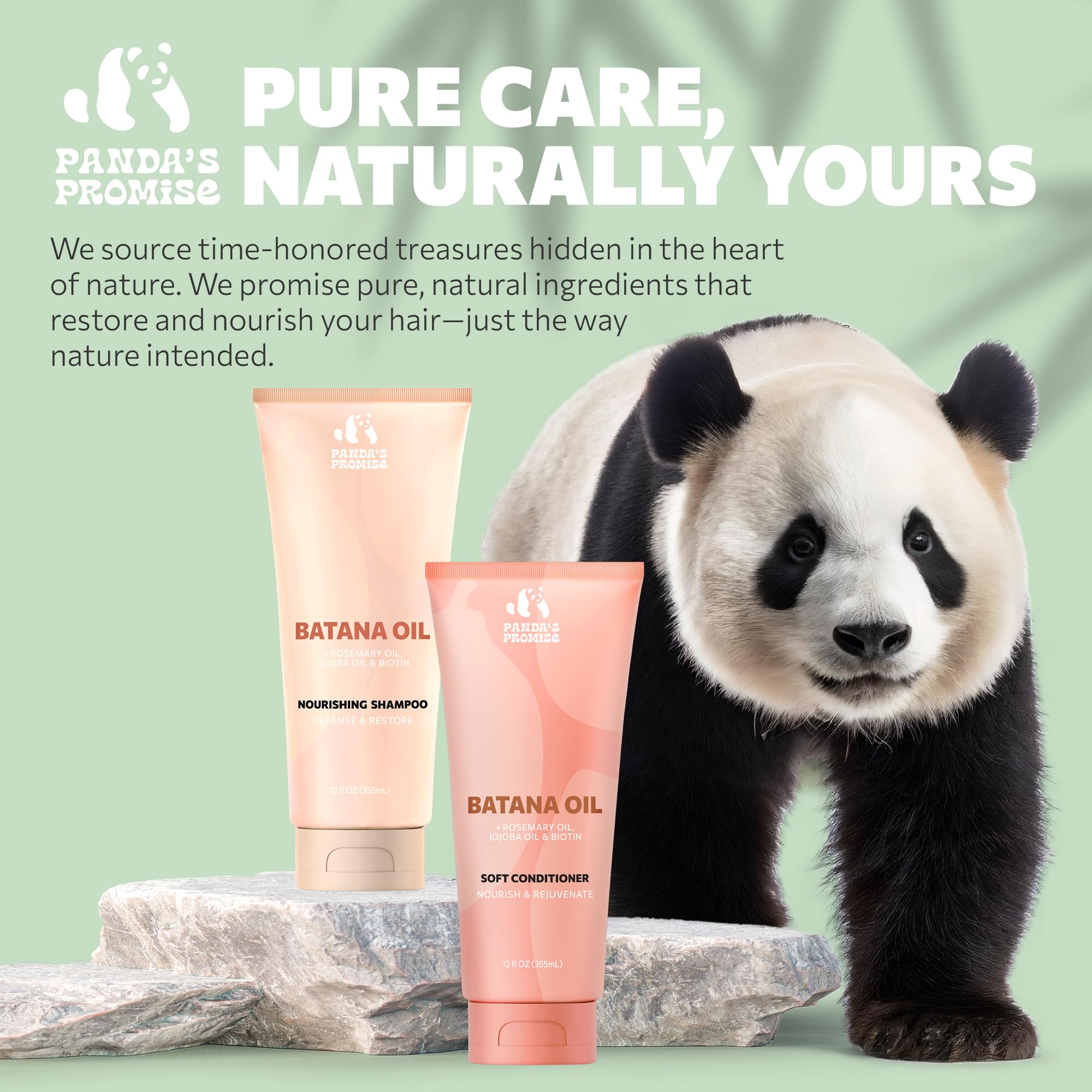 Panda's Promise full set on display—unisex packaging invites diverse hair types.
