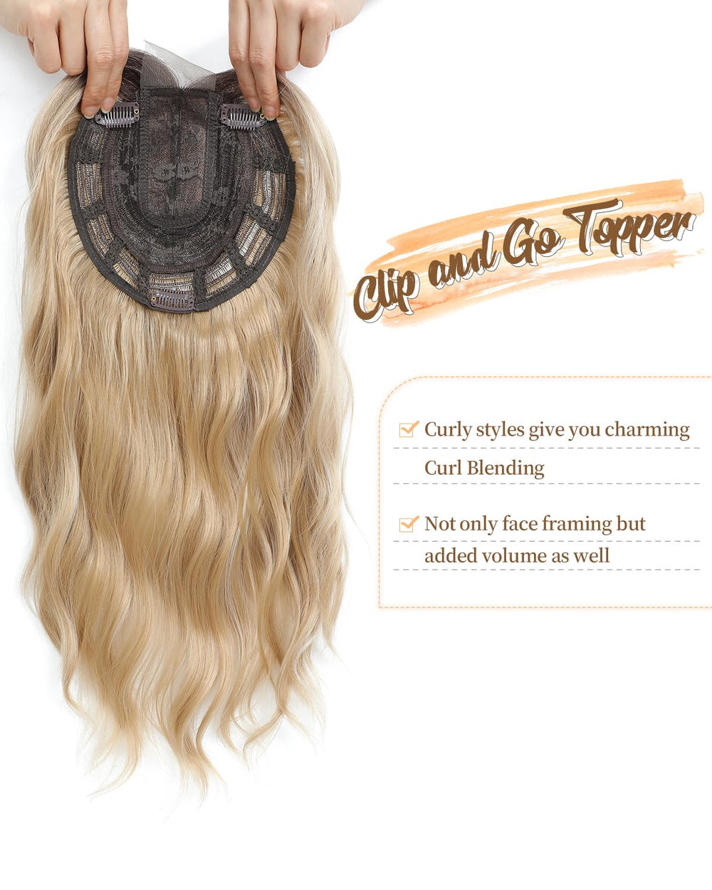 PANEWAY hair topper clip detail shows secure, easy attachment.