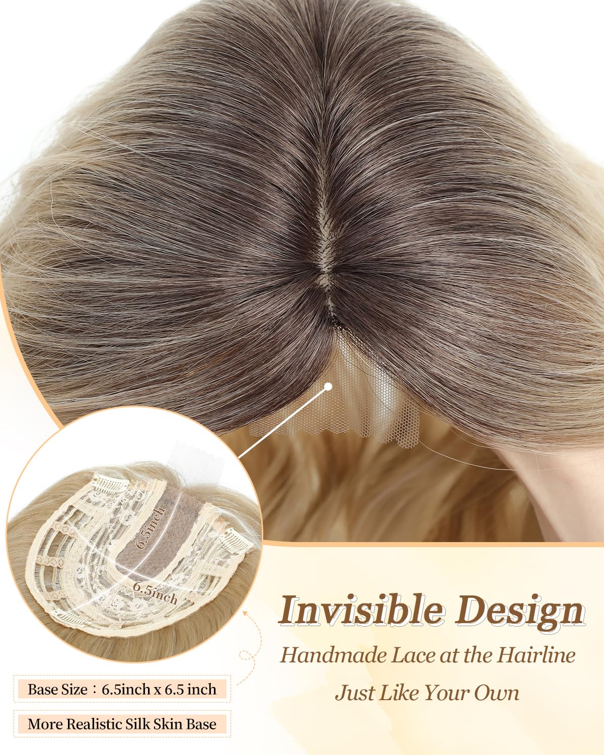 PANEWAY hair topper lace base highlights breathable, realistic scalp.