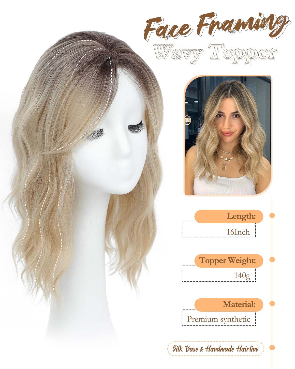 PANEWAY Ombre dark root to blonde offers seamless color blend.