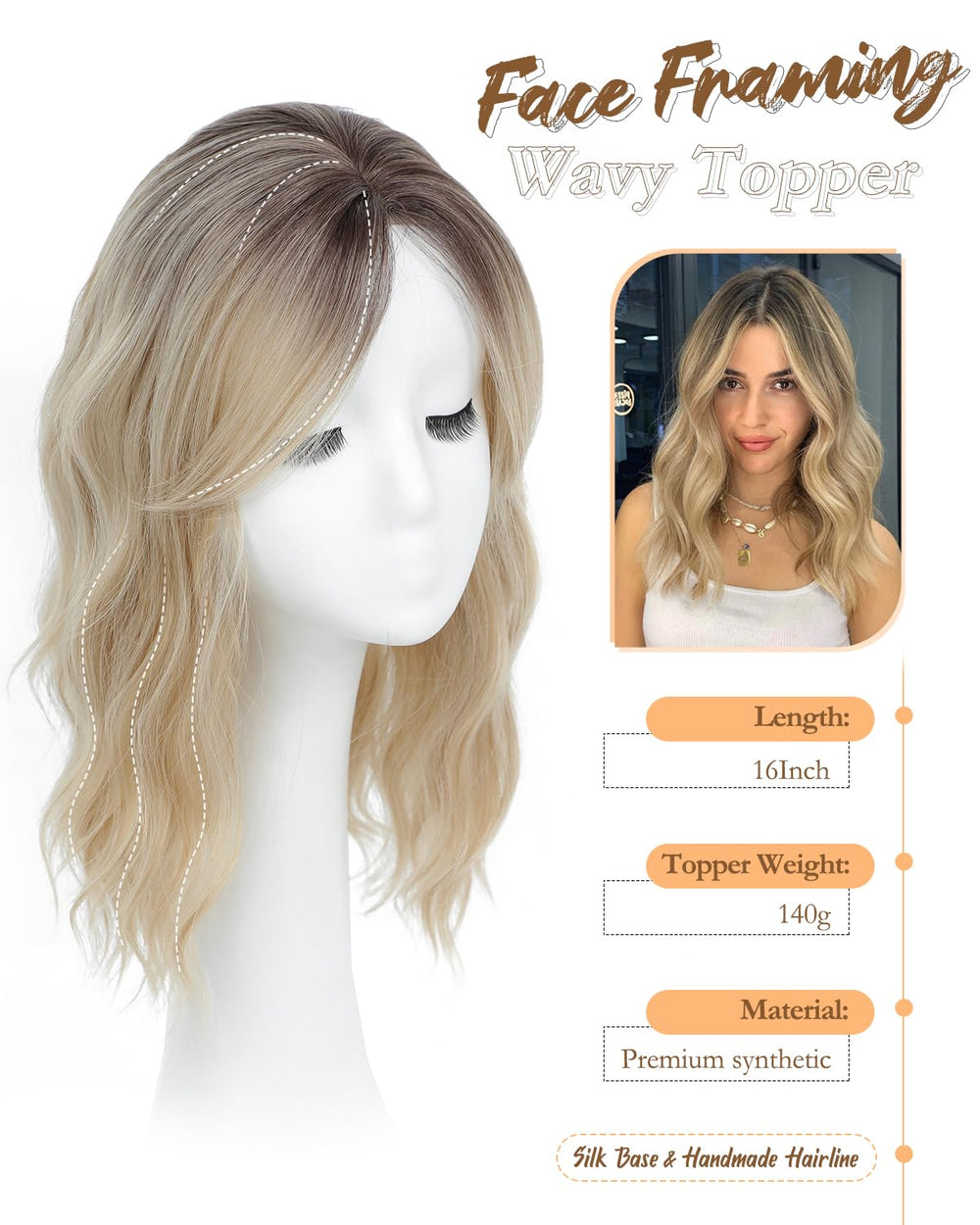 PANEWAY Ombre dark root to blonde offers seamless color blend.