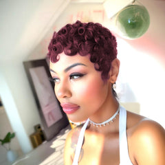 PangDongLai dark 99J color pixie wig for bold, versatile looks