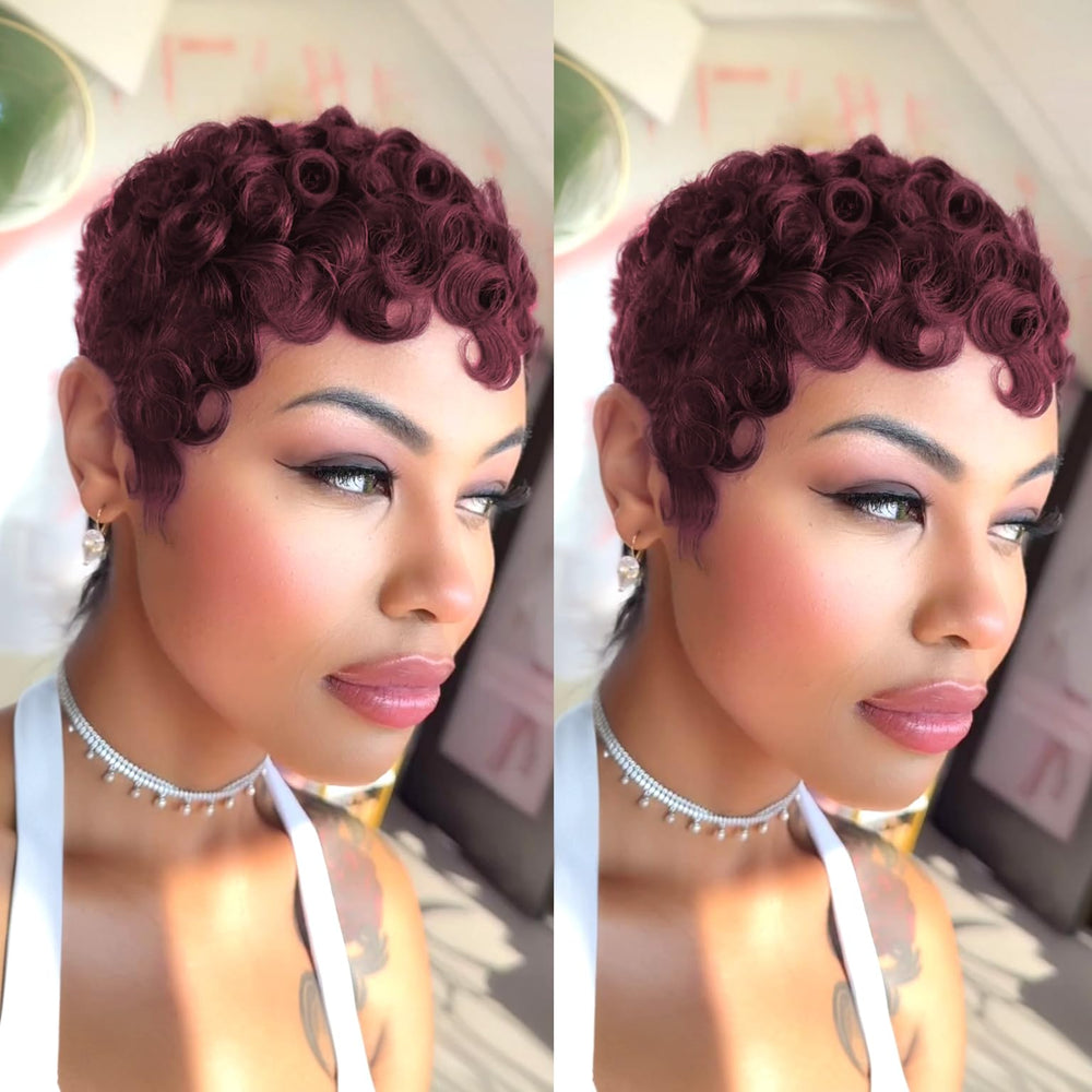 PangDongLai pixie cut curly wig shows natural movement for everyday wear
