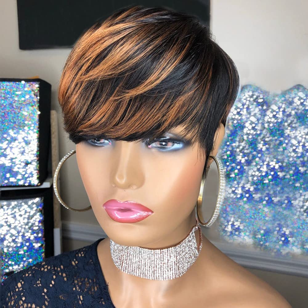 PangDongLai Pixie Cut Wig with bangs front view for a quick, stylish daily look.