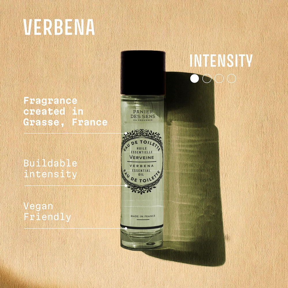 Panier des Sens Verbena EDT box highlighting luxurious packaging for gifting.
