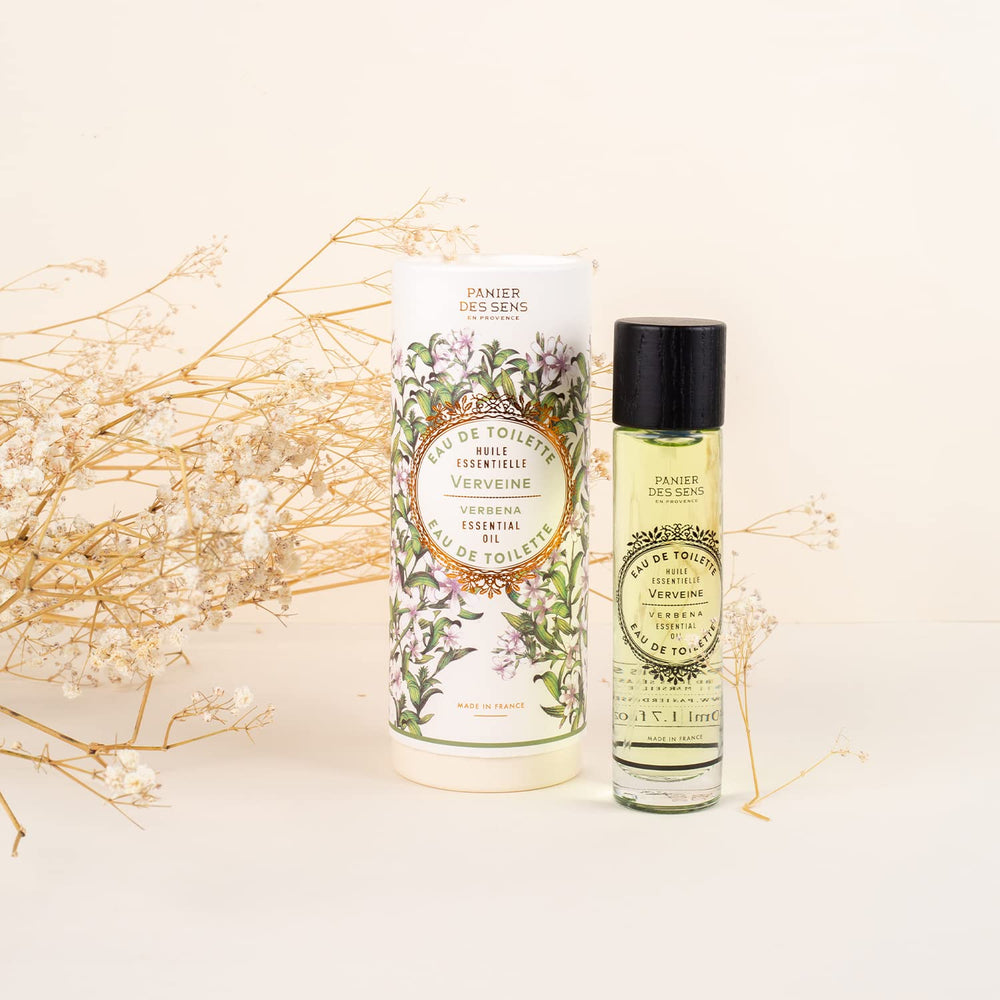 Panier des Sens Verbena glass flacon detail emphasizing refined fragrance.
