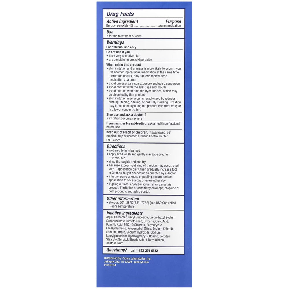 PanOxyl 3-pack packaging highlights 4% benzoyl peroxide for blemish support