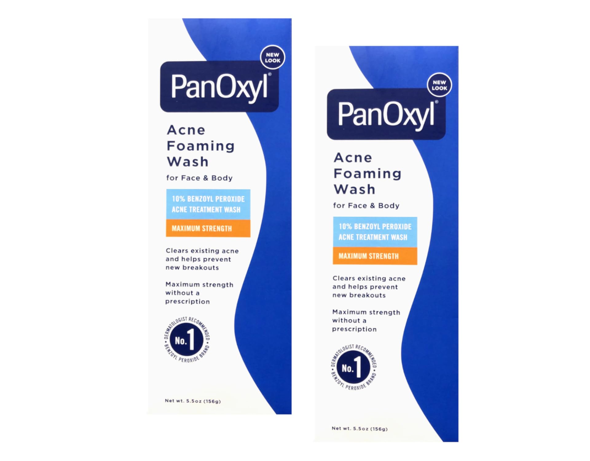 PanOxyl pack of 2 bottles on shelf signals a convenient skincare option.