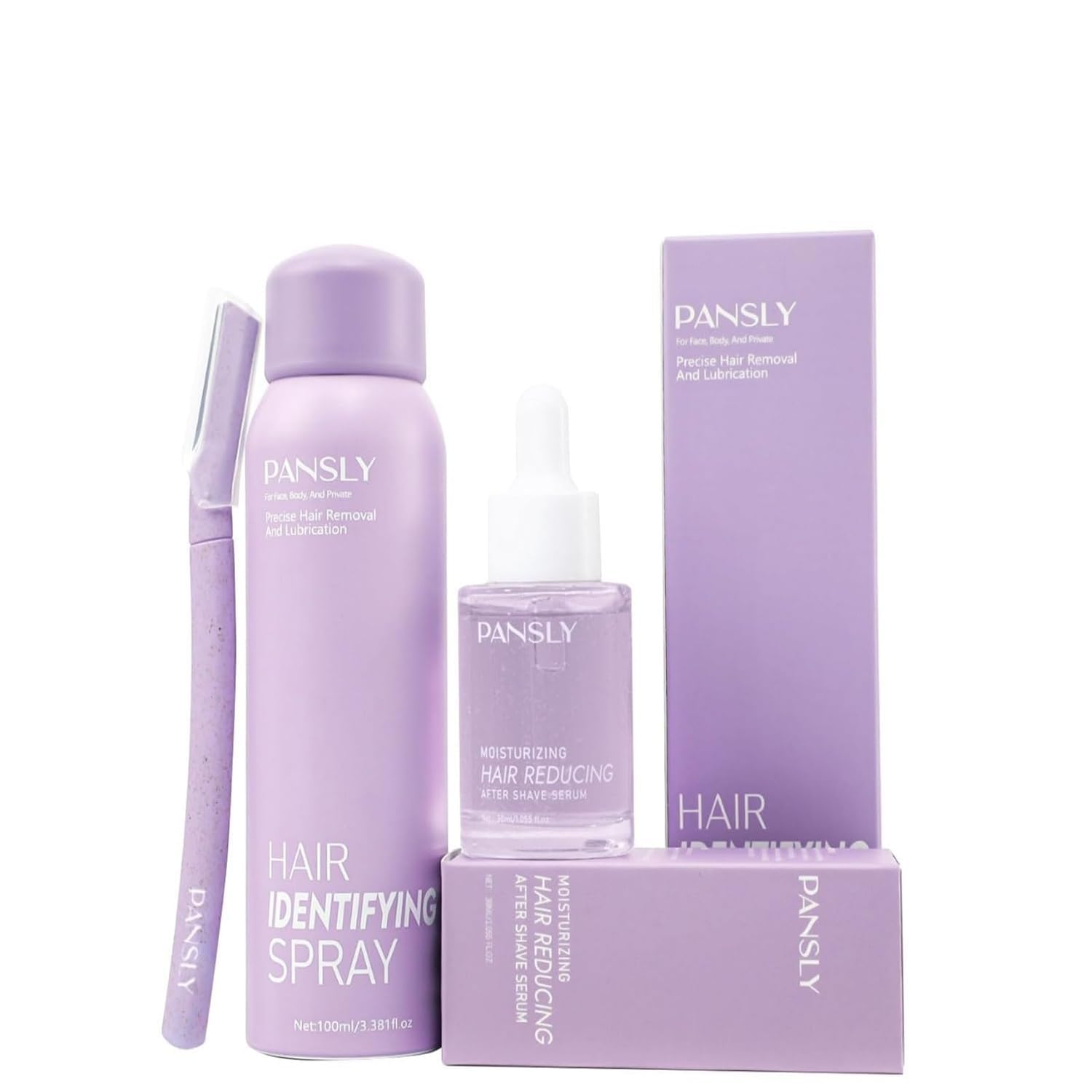 PANSLY hair identifying spray 100ml bottle for precise shaving visibility and smoother skin.