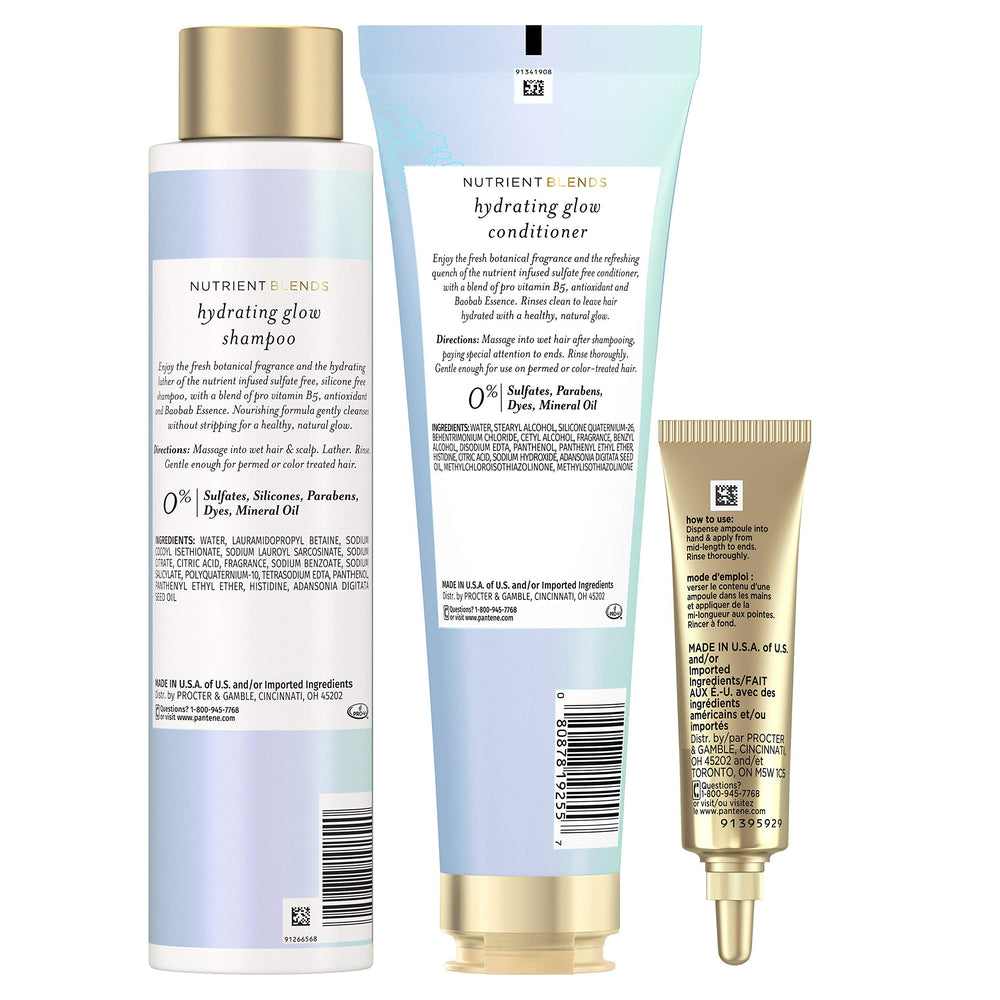 Pantene Baobab Hydrating Conditioner bottle highlights deep hydration for soft, smooth hair.