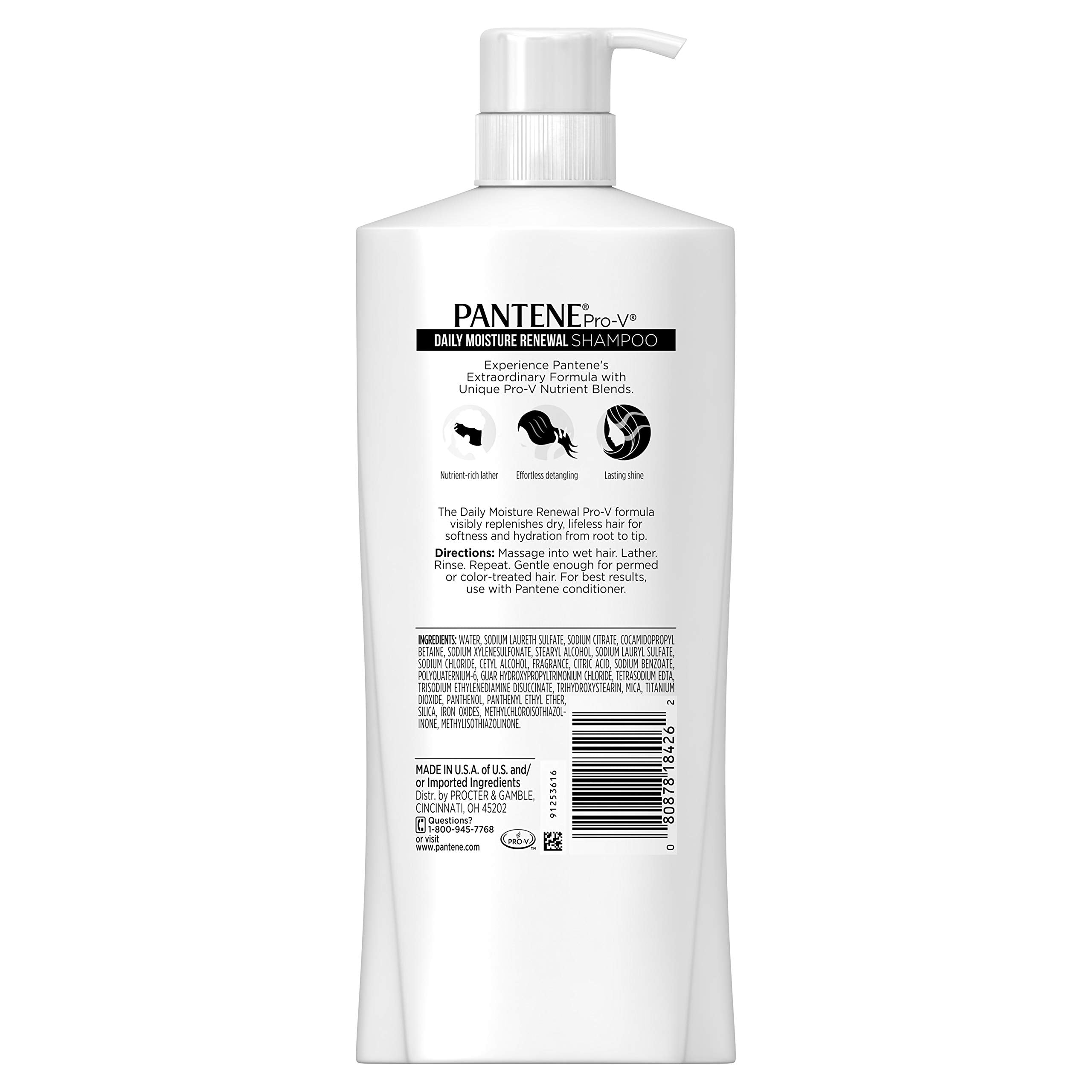 Pantene Daily Moisture Shampoo being poured to create rich lather.