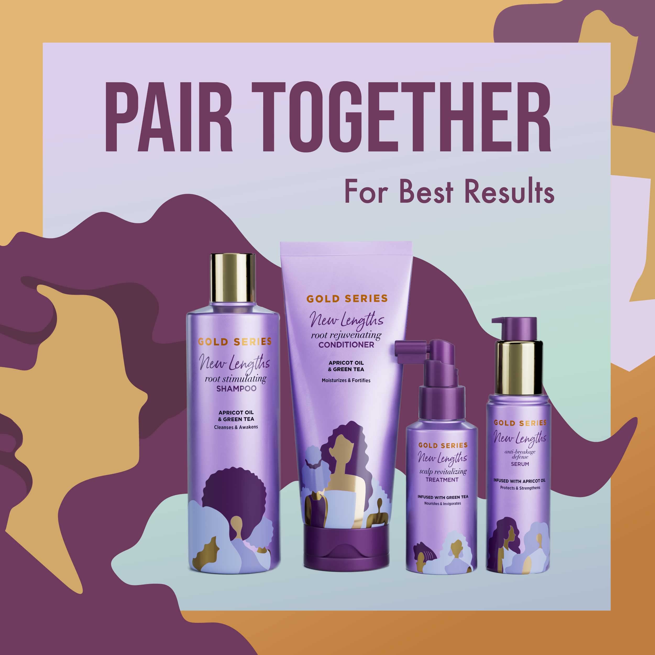 Pantene Gold Series scalp treatment targets roots to support stronger-looking strands.