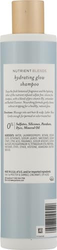 Pantene Hydrating Glow shampoo pump image emphasizes easy dispensing and moisturizing benefits
