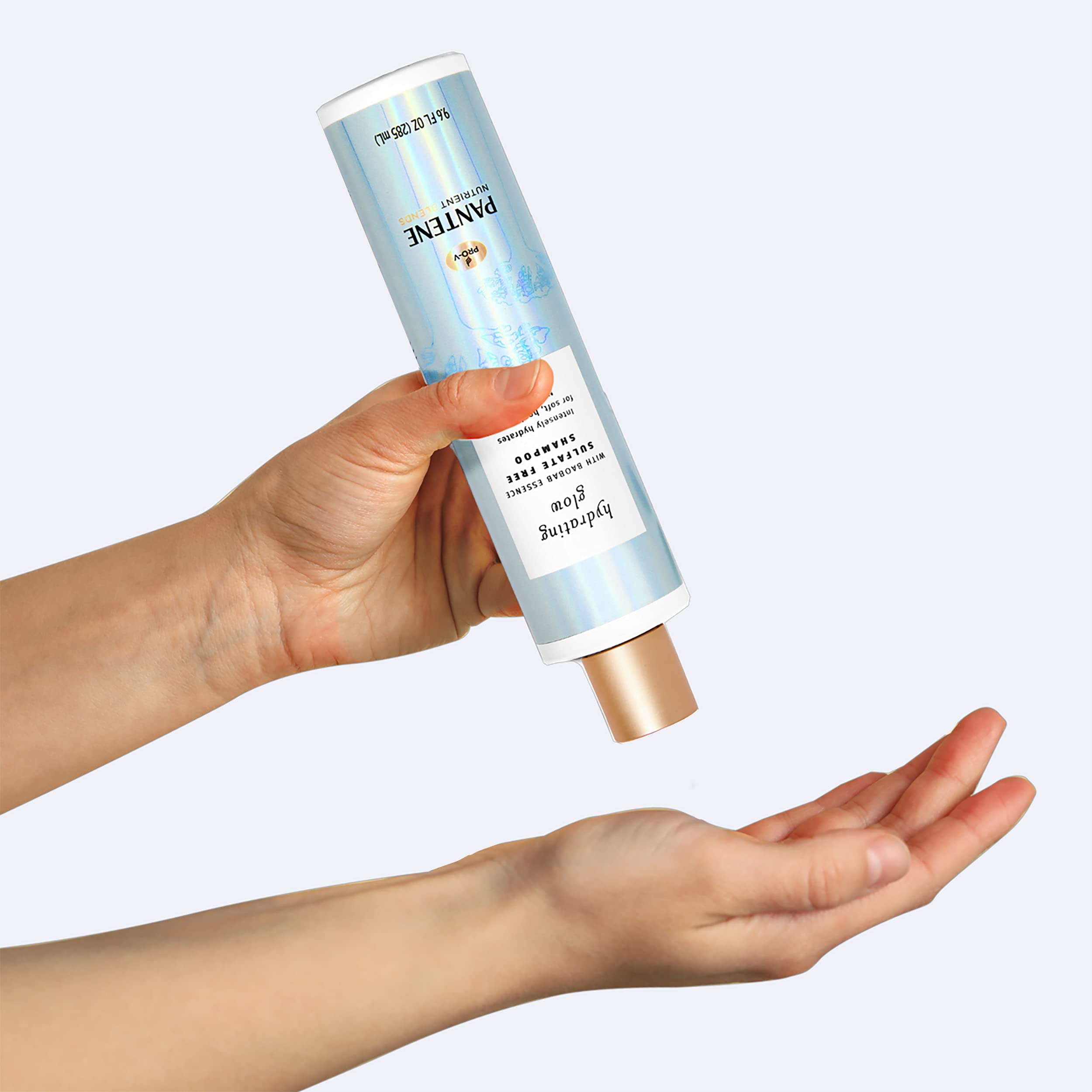 Pantene Hydrating Glow sulfate-free logo reinforces clean, gentle cleansing