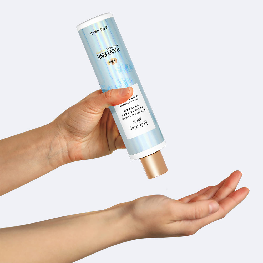 Pantene Hydrating Glow sulfate-free logo reinforces clean, gentle cleansing