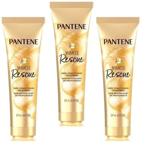 Pantene Miracle Rescue Pro-V mask application close-up showing creamy conditioning.