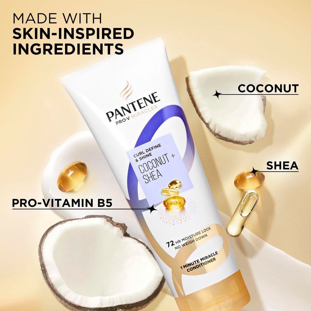 Pantene Pro-V Miracles Curl Define & Shine ingredient close-up of coconut and shea blend.