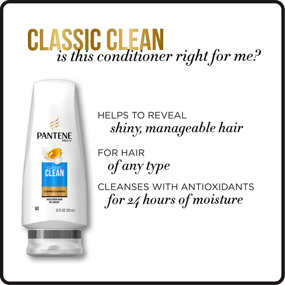 Pantene Pro-V Classic Clean conditioner on bathroom shelf for your daily routine