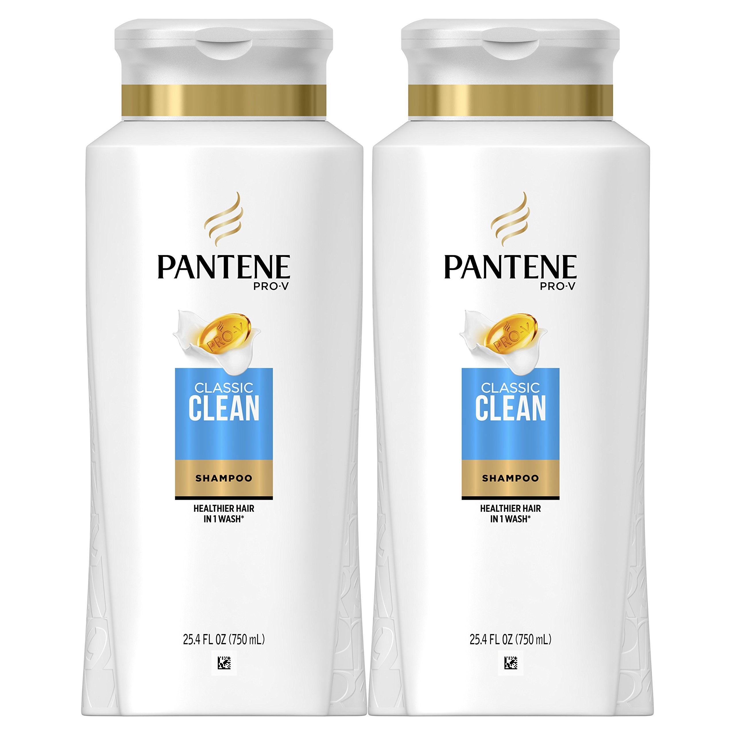 Pantene Pro-V Classic Clean twin pack bottles for daily cleansing.